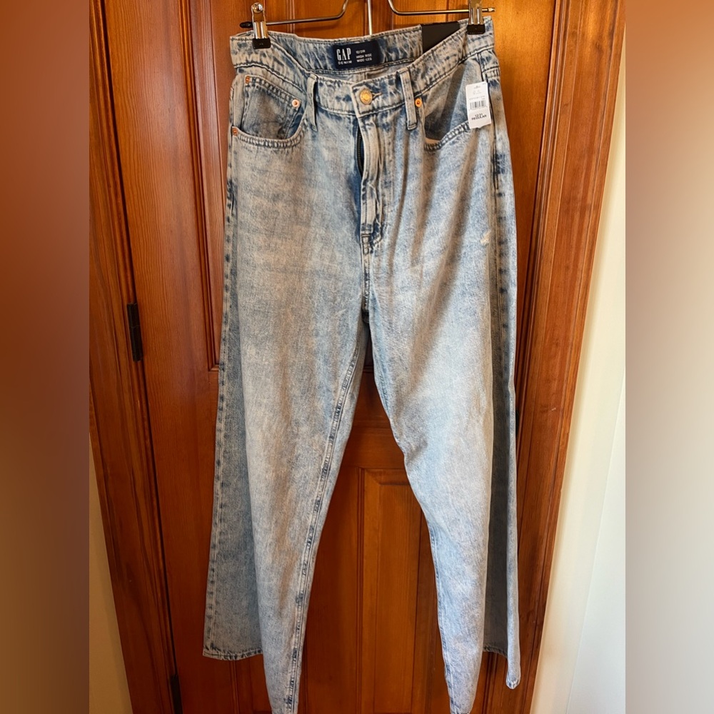 Gap high rise wide leg jean in color “Light Picasso”